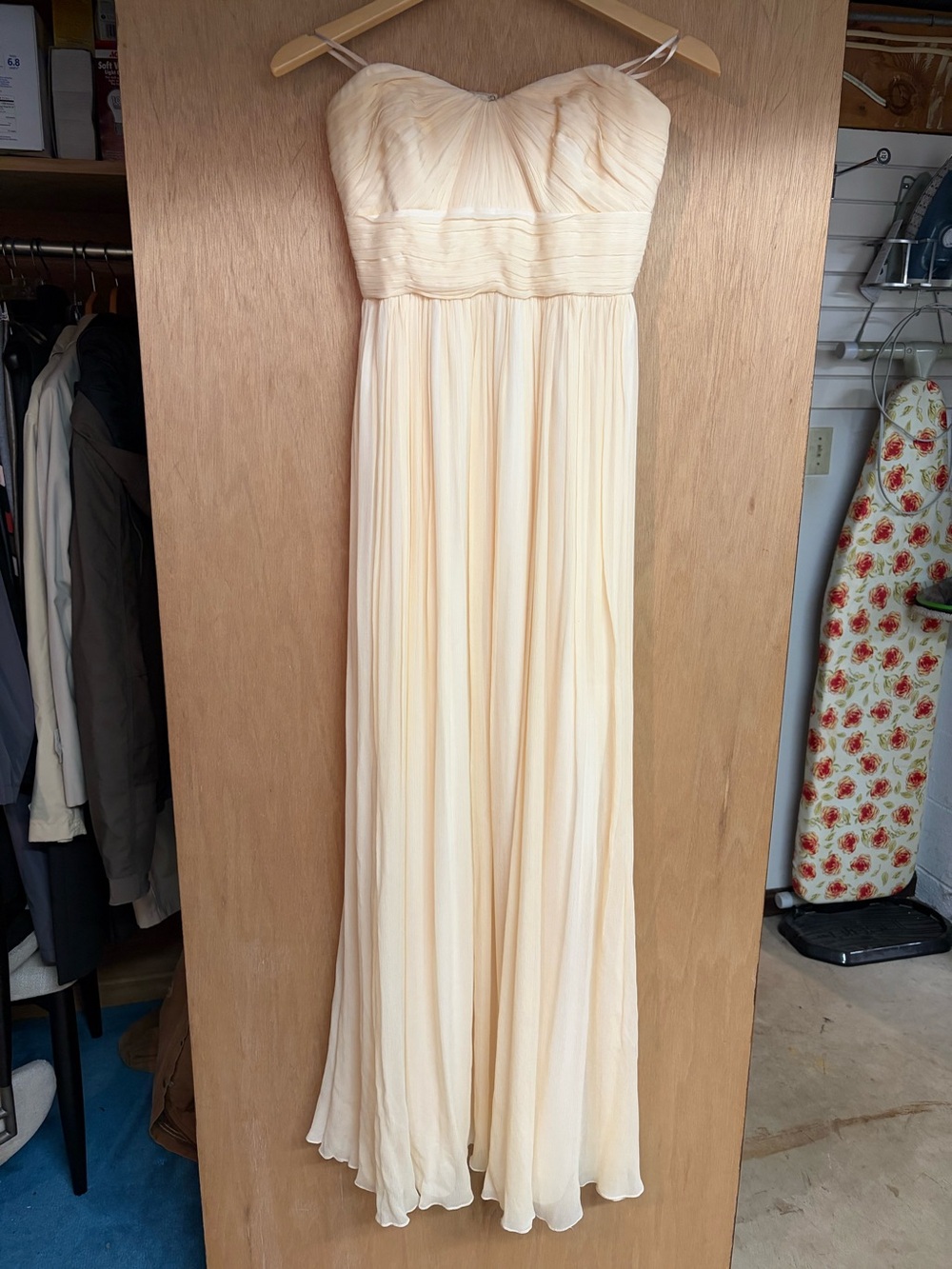 J Crew Wedding Strapless Chiffon Evening Dress in Soft Cream size 4